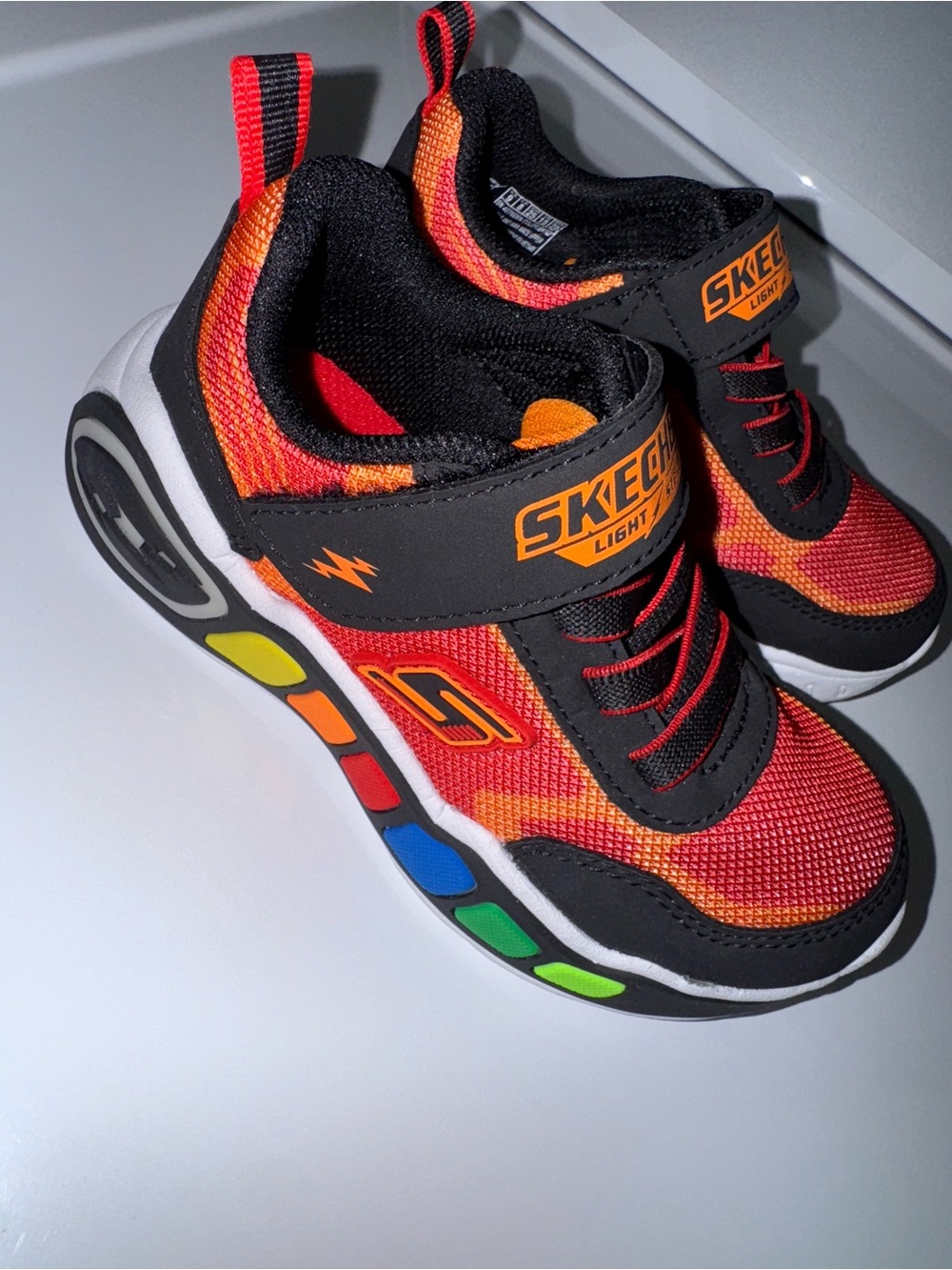 Skechers Kids Light-Up Sneakers — Red & Orange